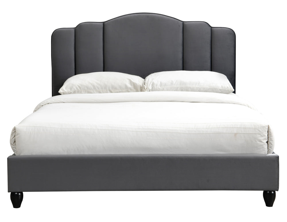 Giada Charcoal Fabric King Bed with Channel Tufted Headboard