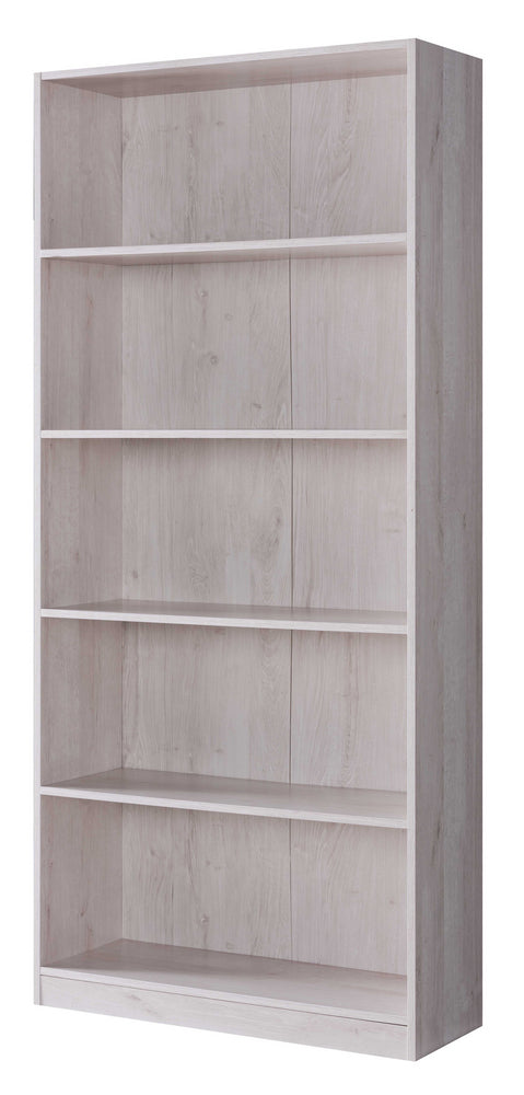 Giada White Oak Wood Bookcase with 5 Open Shelves