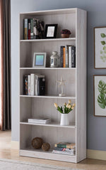 Giada White Oak Wood Bookcase with 5 Open Shelves