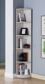 Giada White Oak Wood Corner Bookcase