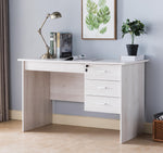 Giada White Oak Wood Writing Desk with 3 Lockable Drawers