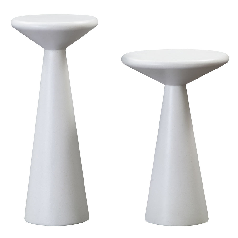 Gianna 2-Pc White Concrete Accent Table Set