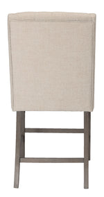 Gisselle 2 Beige Linen/Rustic Gray Wood Counter Height Chairs
