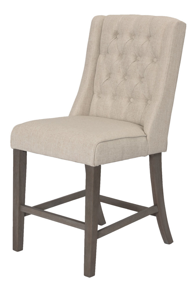 Gisselle 2 Beige Linen/Rustic Gray Wood Counter Height Chairs