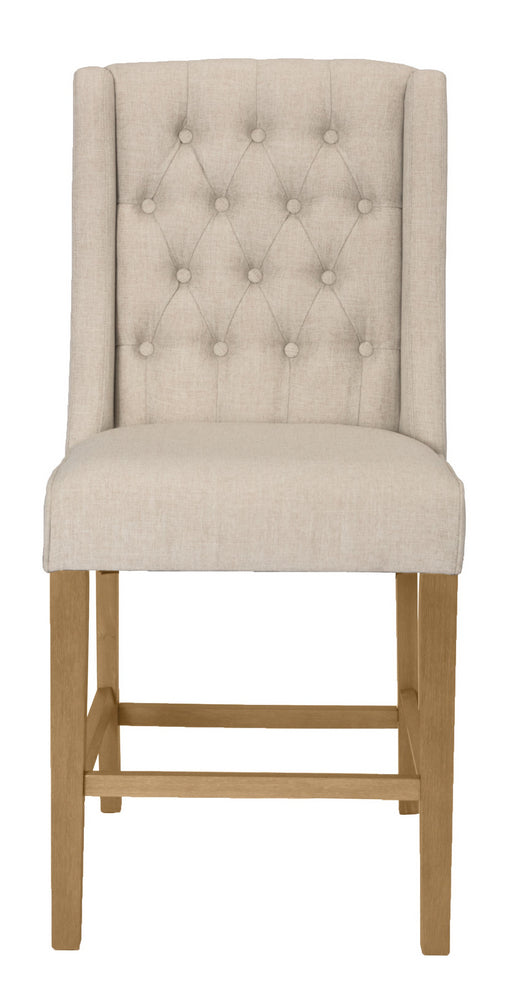 Gisselle 2 Beige Linen/Rustic Oak Wood Counter Height Chairs