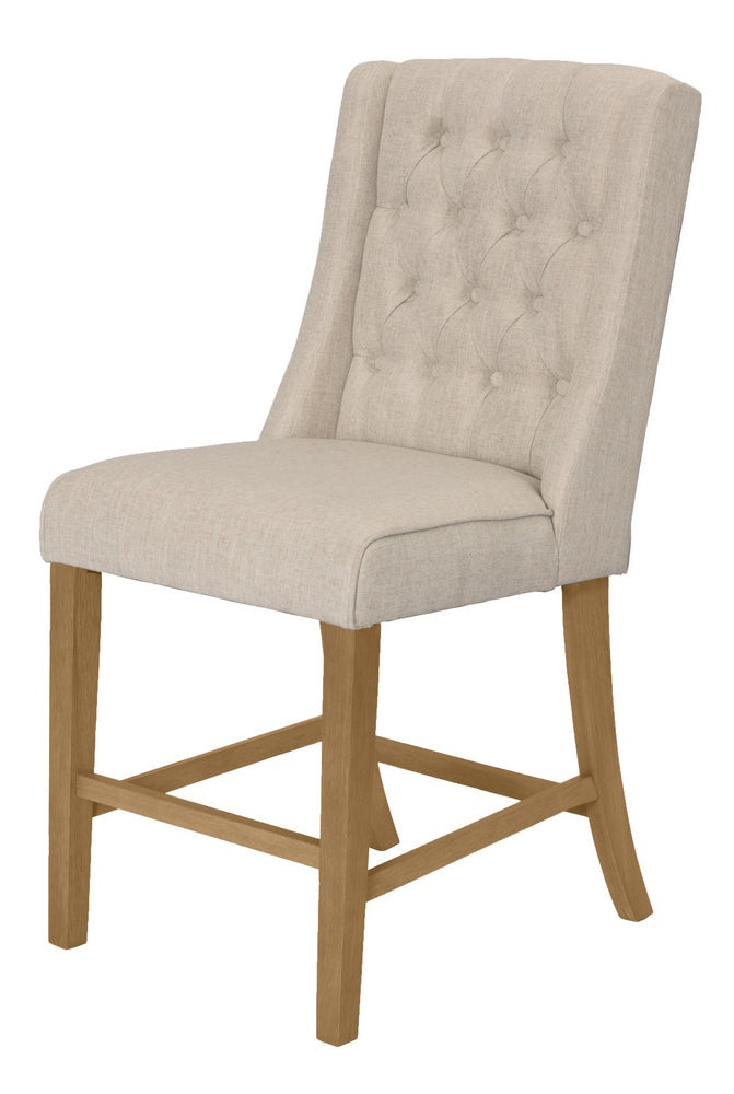Gisselle 2 Beige Linen/Rustic Oak Wood Counter Height Chairs