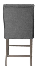 Gisselle 2 Gray Linen/Rustic Gray Wood Counter Height Chairs