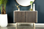 Giustina White Washed/Black Wood 2-Door Accent Cabinet