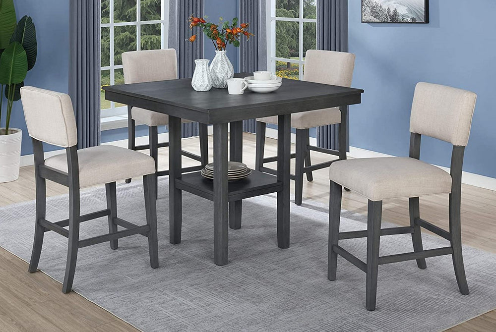 Glaw 5-Pc Rustic Grey Counter Height Table Set