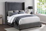 Glenbury Dark Gray Velvet Fabric King Bed (Oversized)