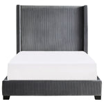 Glenbury Dark Gray Velvet Fabric Queen Bed (Oversized)