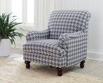 Glenn Blue Houndstooth Patterned Fabric Accent Chair