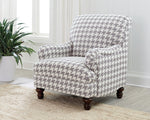 Glenn Grey Houndstooth Patterned Fabric Accent Chair