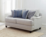 Glenn Light Grey/Blue Fabric Loveseat