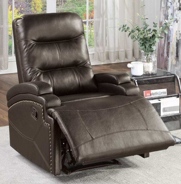 Glenna Espresso Faux Leather Manual Recliner