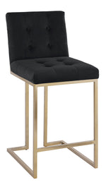 Gloria 2 Black Velvet/Gold Metal Counter Height Chairs