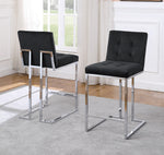 Gloria 2 Black Velvet/Silver Metal Counter Height Chairs