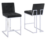 Gloria 2 Black Velvet/Silver Metal Counter Height Chairs