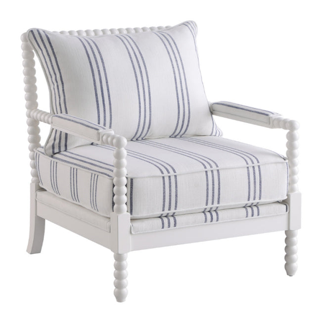 Goizane White/Navy Linen-Like Fabric Accent Chair