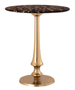 Gold Goathide Side Table with Metal Pedestal Base