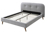 Graves Gray Fabric King Bed with Button Tufted Headboard