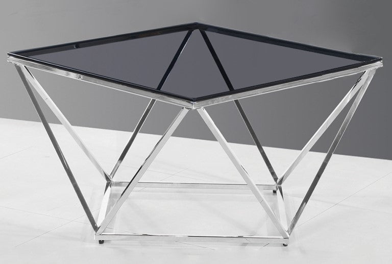 Greer Smoked Glass/Silver Metal Coffee Table