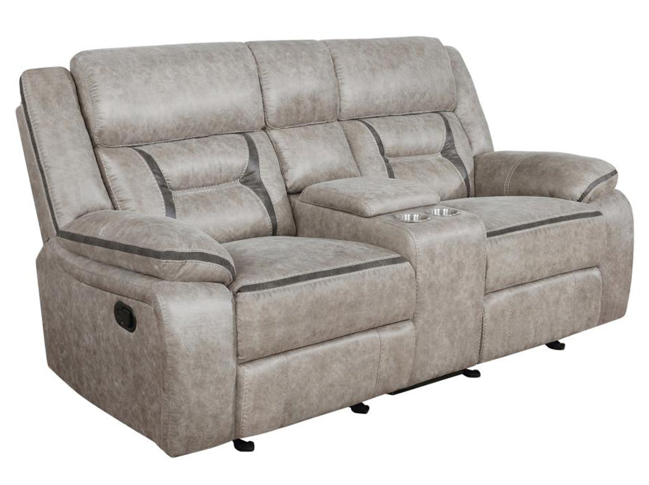 Greer Taupe Manual Glider Recliner Loveseat