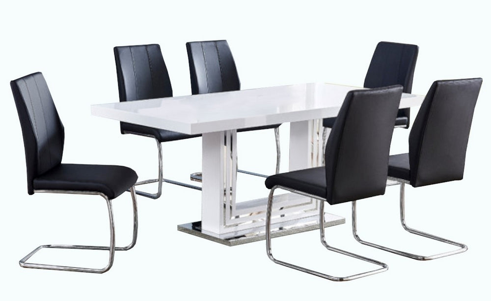 Gudmund 7-Pc White/Black Dining Table Set