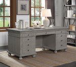 Gustave Gray Oak Wood 9-Drawer Executive Desk