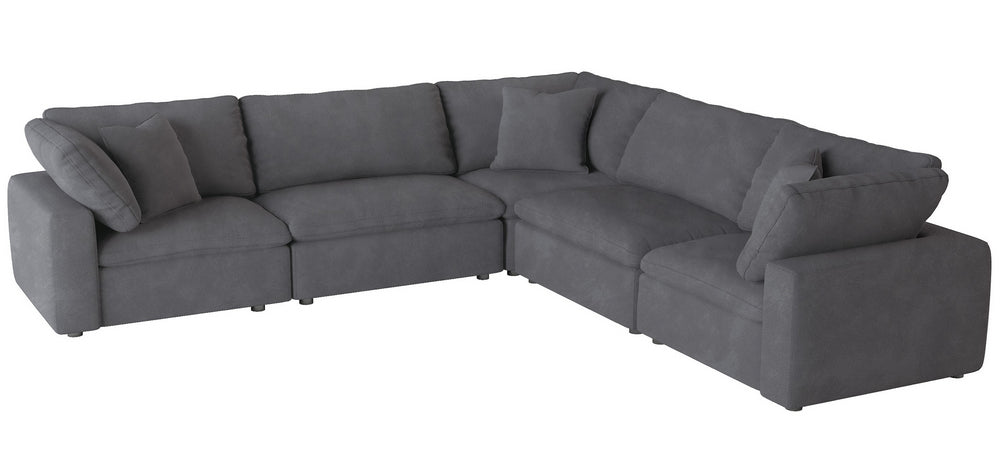 Guthrie 5-Pc Gray Micro-Suede Modular Sectional Sofa