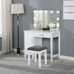 Gwendolyn 3-Pc White Wood/Dark Grey Fabric Vanity Set