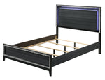 Haiden Black Wood King Bed with LED