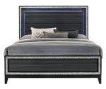 Haiden Black Wood King Bed with LED