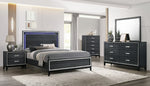 Haiden Black Wood Queen Bed with LED