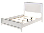 Haiden White Wood King Bed with LED