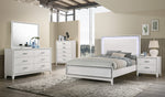 Haiden White Wood King Bed with LED