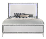 Haiden White Wood King Bed with LED