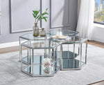 Hala Clear Glass/Silver Metal Coffee Table