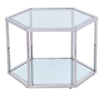 Hala Clear Glass/Silver Metal Coffee Table