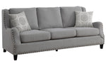 Halton 2-Pc Gray Fabric Sofa Set with Nailheads