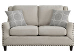 Halton Beige Fabric Loveseat with Nailheads