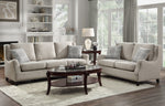 Halton Beige Fabric Loveseat with Nailheads