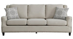 Halton Beige Fabric Sofa with Nailheads