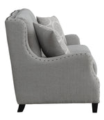 Halton Gray Fabric Loveseat with Nailheads