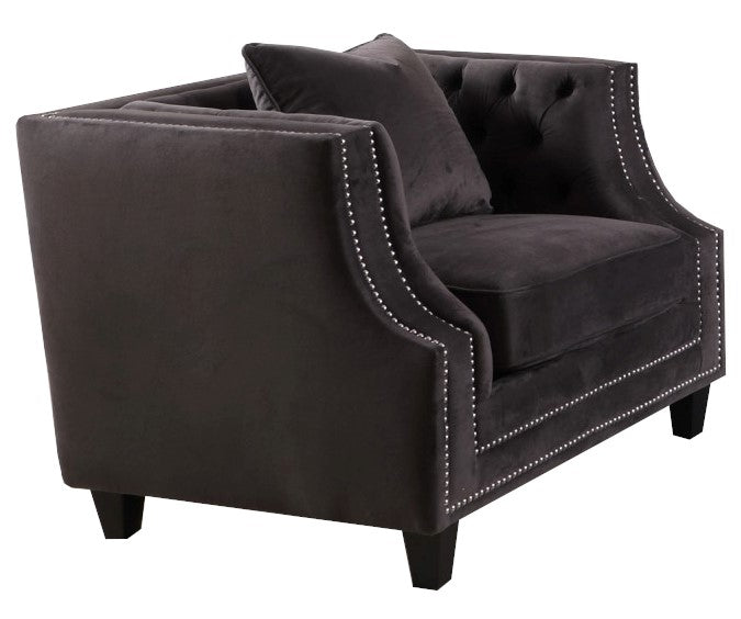 Hampstead Grey Velvet Tufted Chair