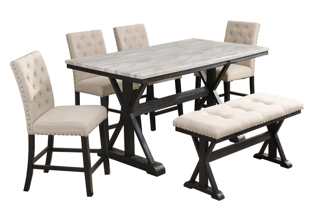 Morwen 6-Pc Beige Counter Height Table Set
