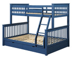 Harley II Navy Blue Wood Twin/Full Bunk Bed with Drawers