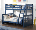 Harley II Navy Blue Wood Twin/Full Bunk Bed with Drawers