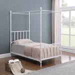 Harold White Metal Twin Canopy Bed