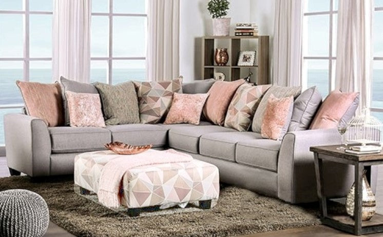 Harriden 2-Pc Gray Chenille Sectional Sofa